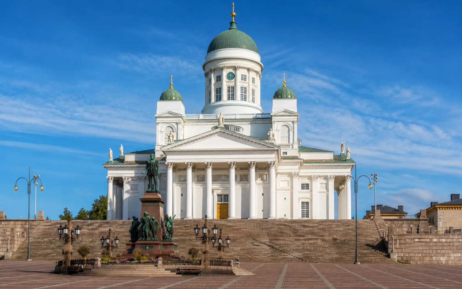 Helsinki Cathedral and harbor in Helsinki