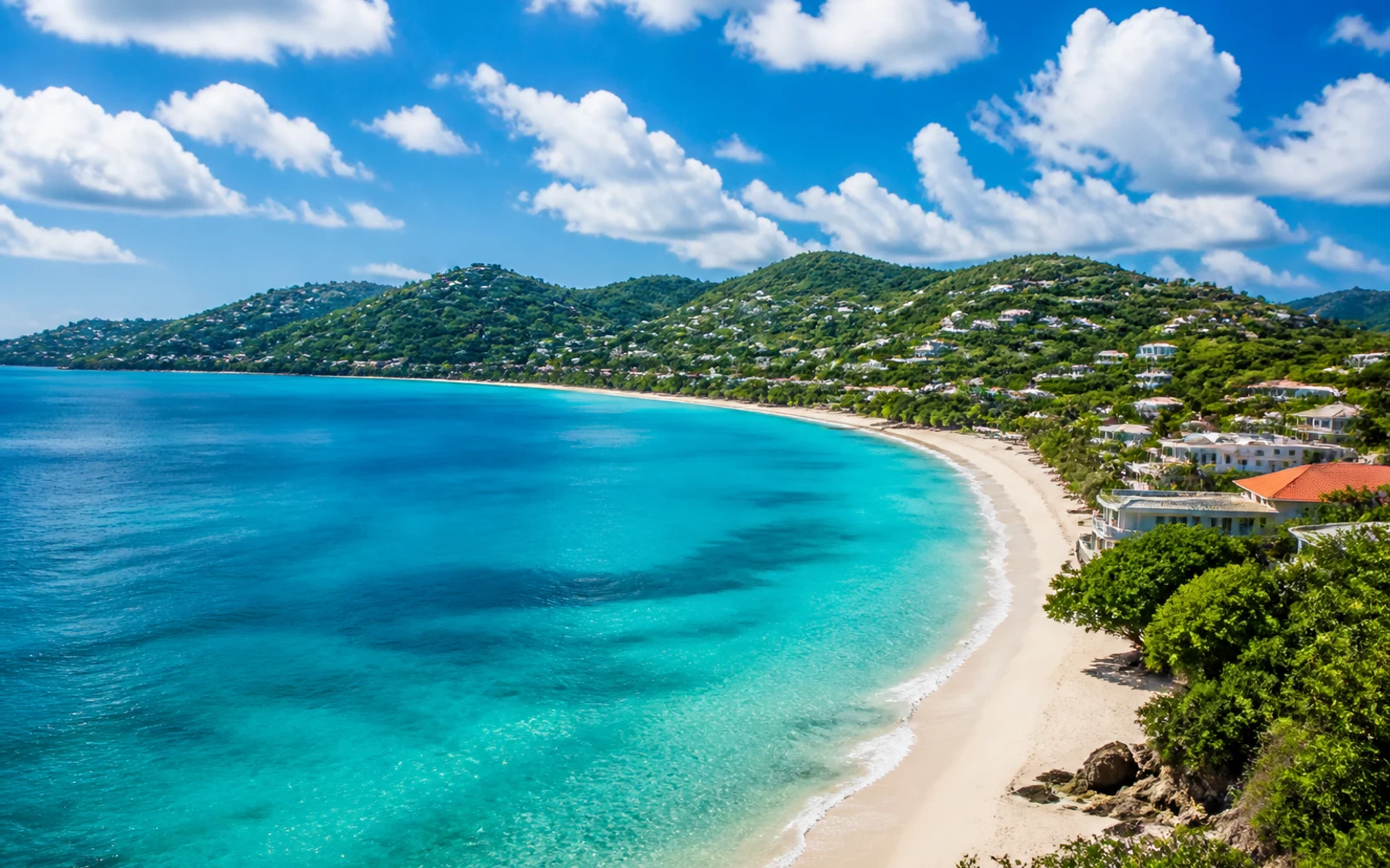 Grand Anse Beach and hills in St George's