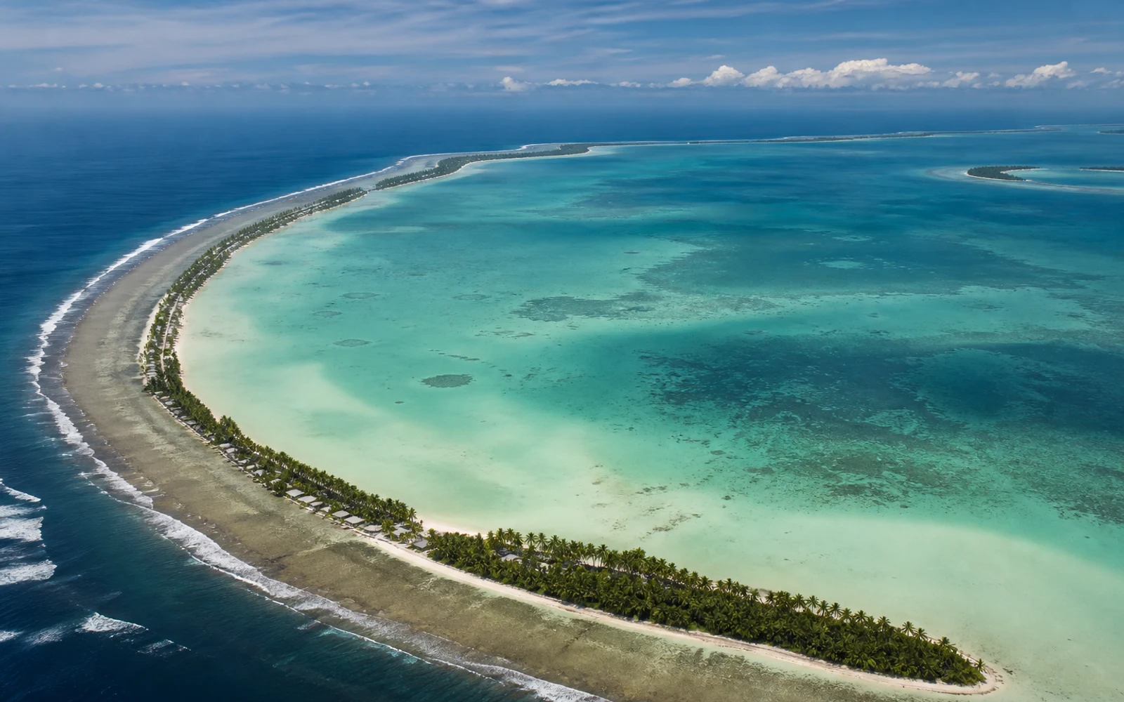 Tarawa lagoon and palms in Tarawa